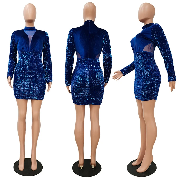 New Style Good Quality Fashion Casual Dress 2021 New Trend Sequin Mesh Club Dress Women Dresses Women Lady