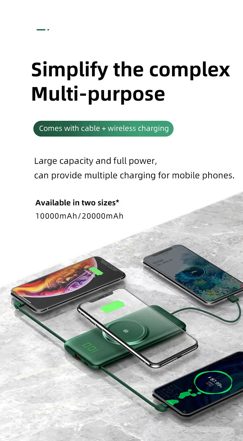 TIMESSamazon best sellers 20000mAh 10000mAh 7 in 1Power Bank 15W Portable wireless Charger with multi port High Speed Charging - ANKUX.COM