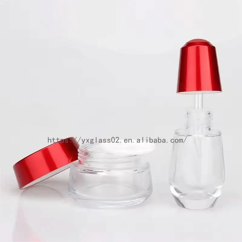 Custom cream glass jar Body scrub container skincare cosmetic packaging glass container with red lid 15g30g50g80g factory