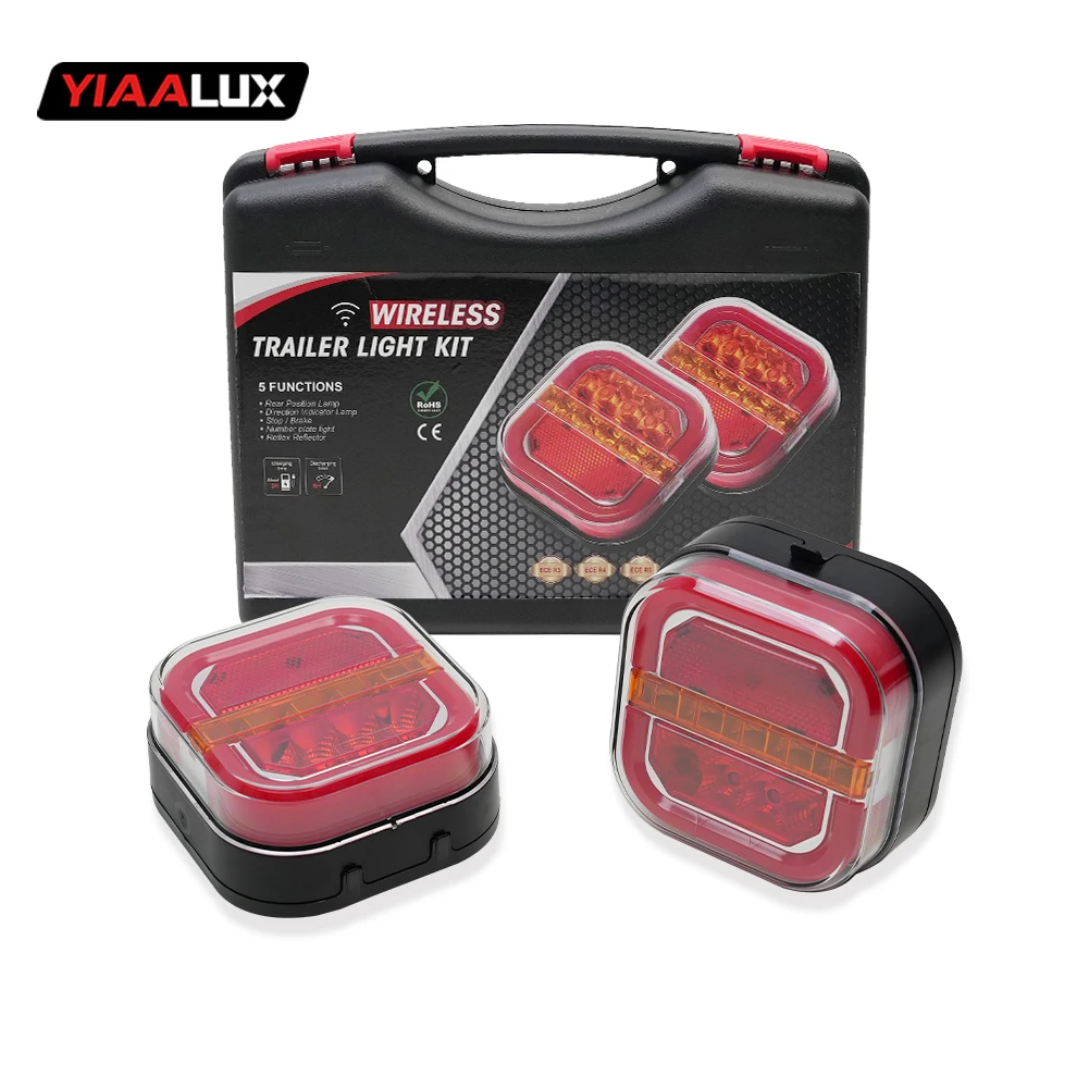 26led Square Rechargeable Truck Trailer Tail Lights Kit With Plug US 12V 24V Magnetic Rear Stop Signal Lamp for Truck Van manufacture