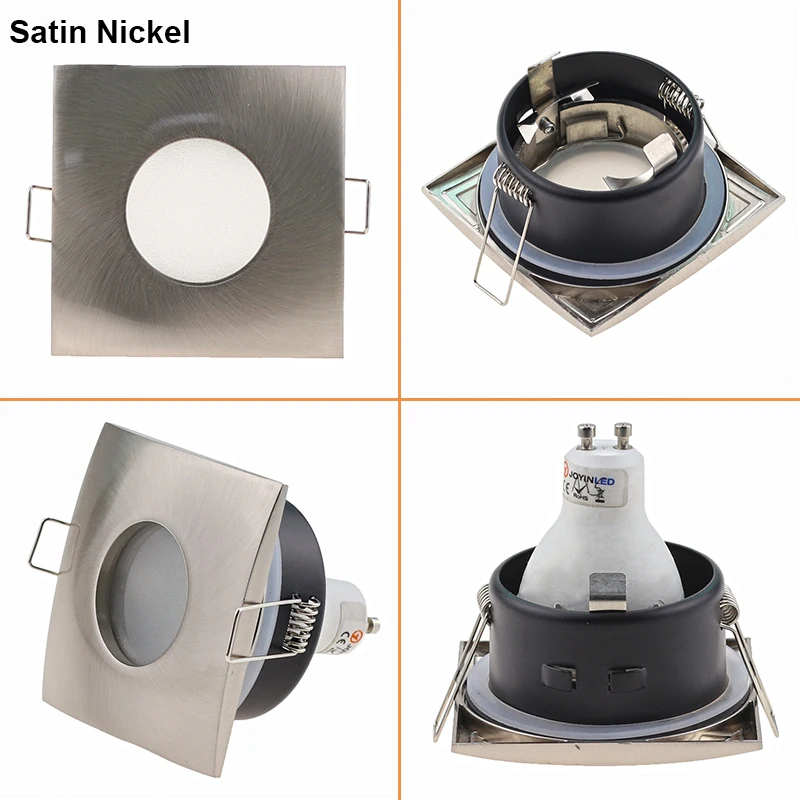 Square White Nickel House GU10 MR16 Lighting Fixture COB Downlight LED  Ceiling Light Frame