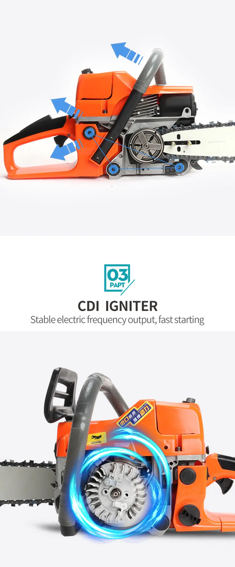 Indel 2stroke Pole Wood Cutting Portable Petrol Chain Saw Petrol Saw