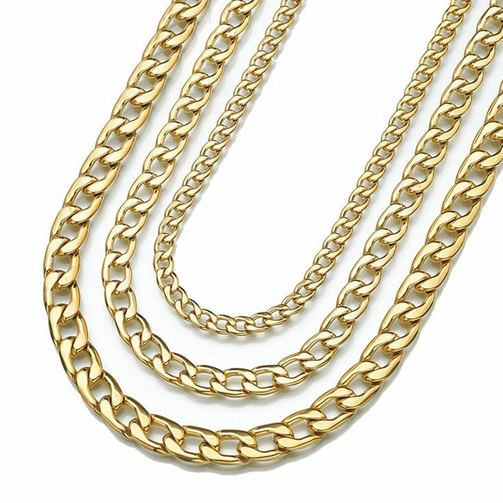18k Gold Plated Stainless Steel 1:1 Nk Chain Necklace Hiphop Fashion ...