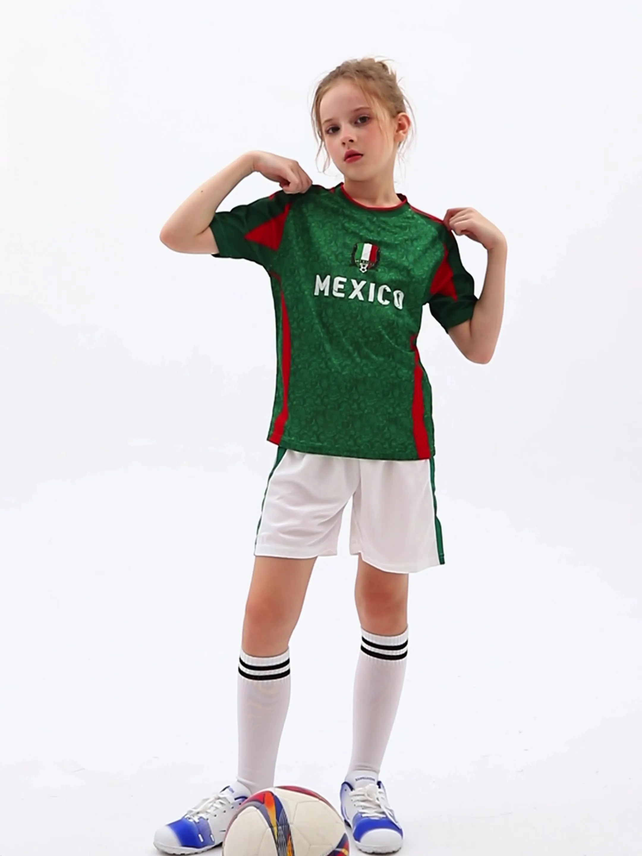Mexico Kid Soccer Jersey Set Automated Children Football Uniforms