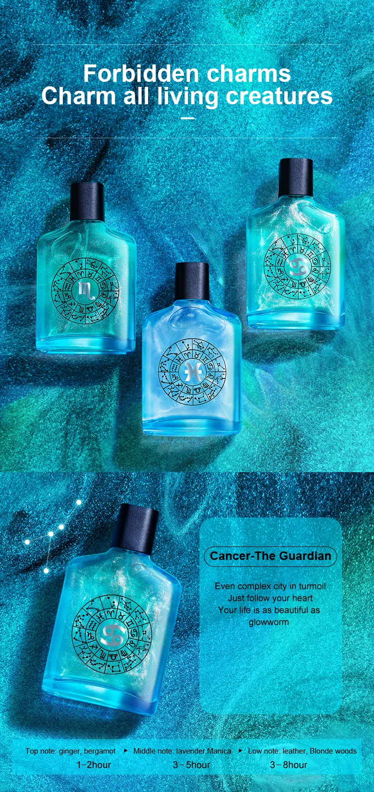 Manufacturer Wholesale Designer Firmament Star Galaxy  Qiucksand Gold 12 Constellation Mens Perfume