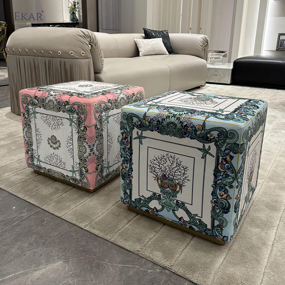 product comfortable stool ottoman upholstered living room small fabric square seat stool shoe replacement stool pier-61