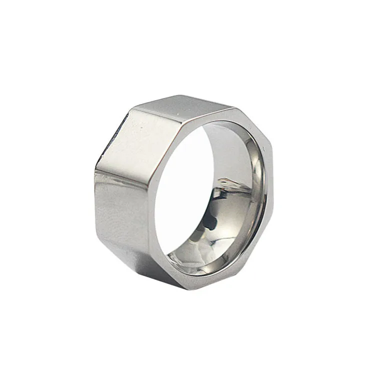 螺母戒指不锈钢女性时尚首饰戒指最佳礼物宽银色不规则戒指为妇女