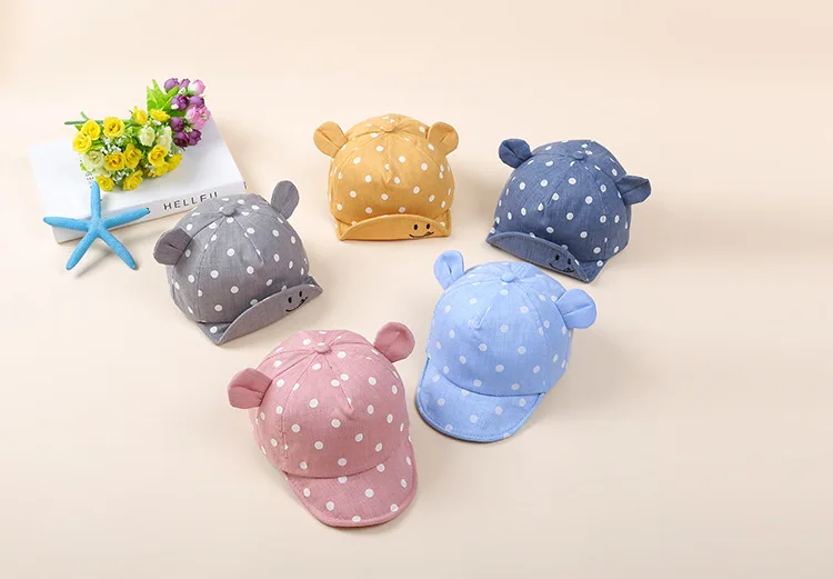Cute Baby Hats Baby Boys Girls Kids Polka Dot Hat Smiling Face Wave Point Baseball Cap Sunhat casquette enfant Baby Hat