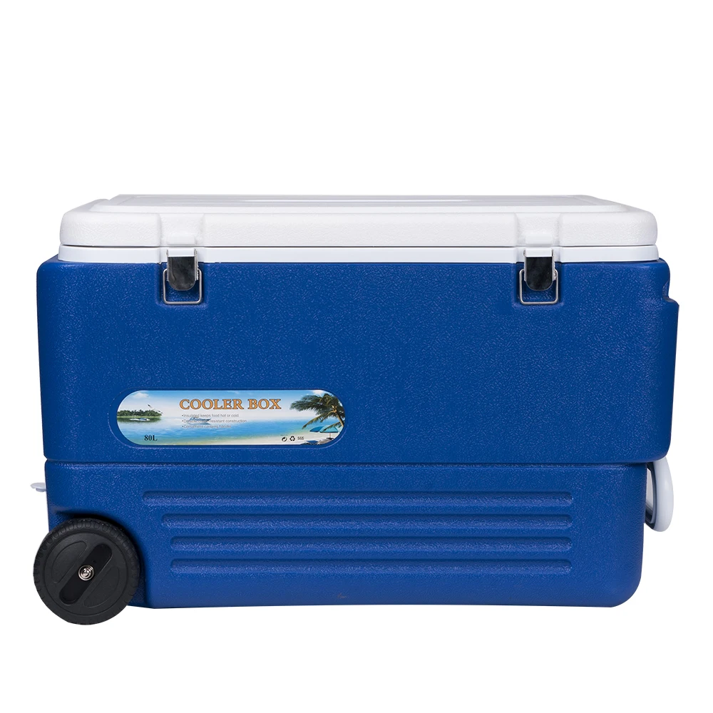 china fishing ice cooler box factory 80 Litre Chinese Factory Large Plastic PU Foam Insulator Trolley Cooler Box
