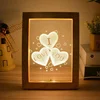 Factory Price Popular Kids Room Gift Usb Charge Fancy Photo Frame Lamp Wood Night Light