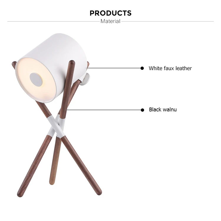 white leather wooden table lamp