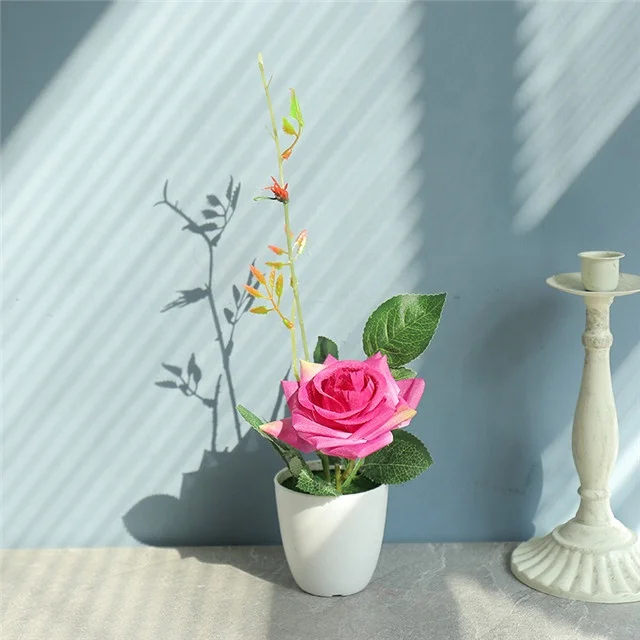Wholesale Artificial Rose Potted Plants For Home Office Wedding Decor