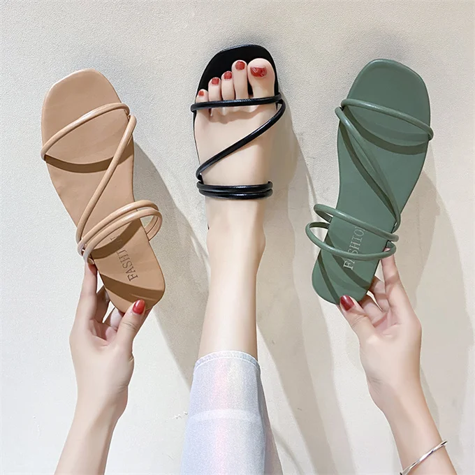 2021 cute sandals for women flat slippers new design suka simple girls sandals