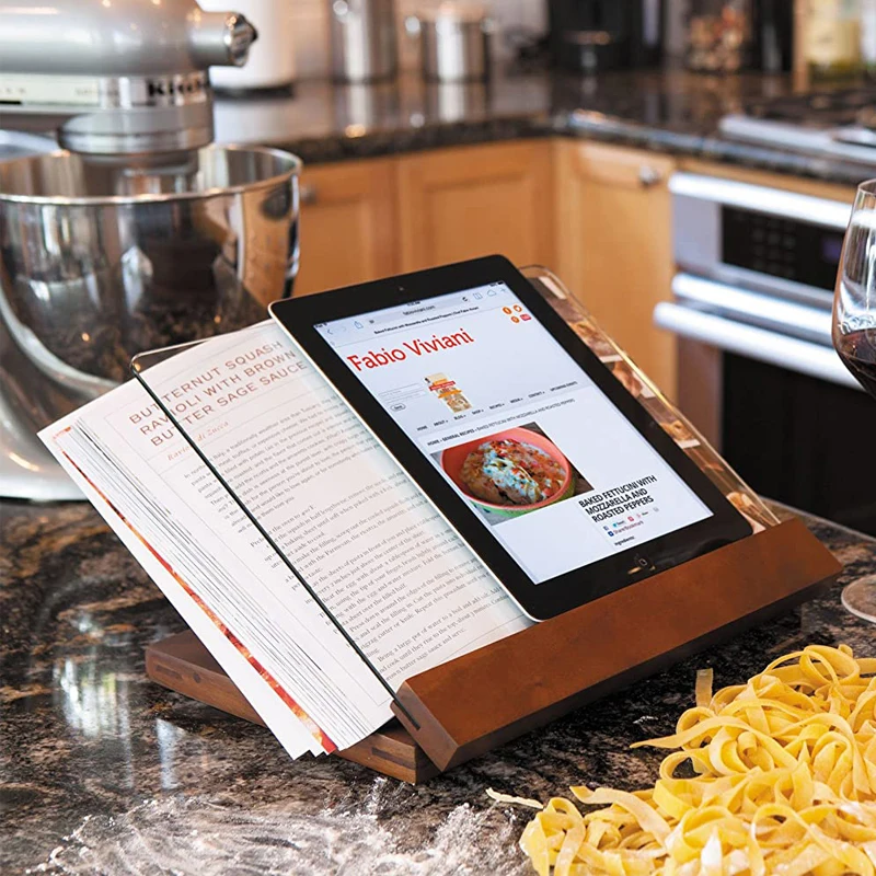 Rest Reading Stands Tablet Holder Foldable Tray Glass Wood Cookbook