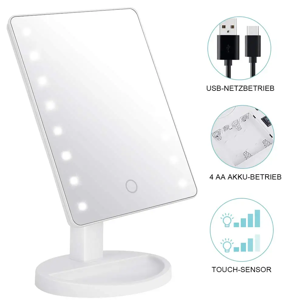 16 Led Lighted Vanity Mirror Light Adjustable,Travel Usb And Battery