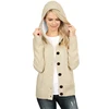 Fashion Fleece Hooded Gray Button Down Long Sleeve Cardigan Sweater