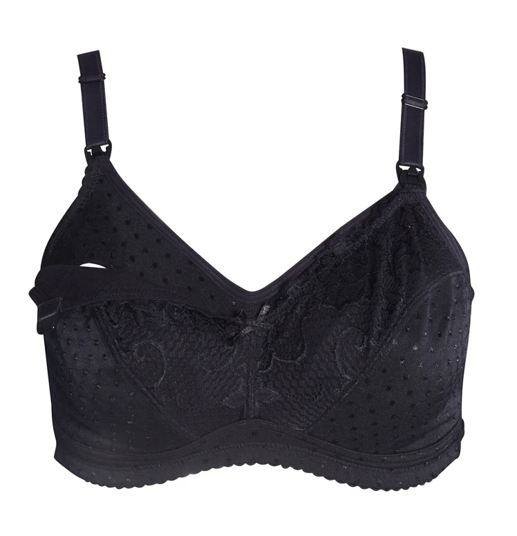 Plussize Cotton Lace Wire Free Front Open Buckle Breast Feeding Bra