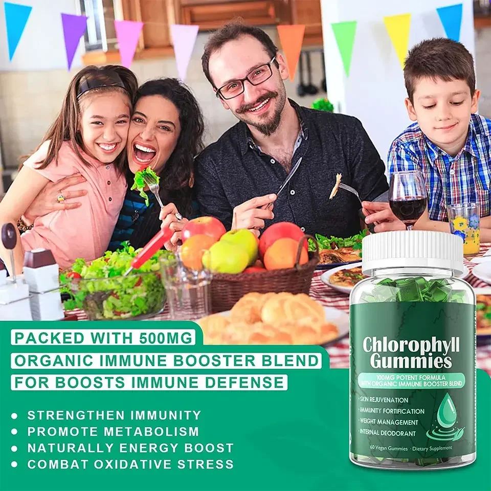 Popular Global Market gummy candy Chlorophyll Gummies Immune & Digestion Support Sugar Free food supplement supplier