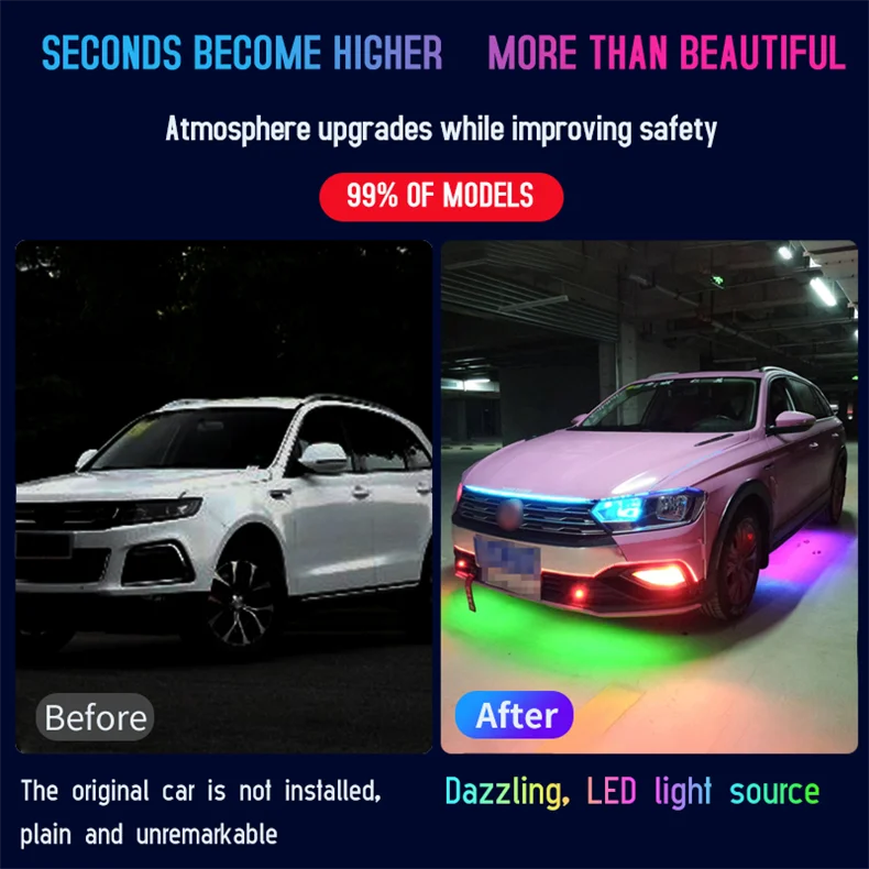Neon RGB LED Car Lower Ambience Lamp Chassis Strips Bar Ambient Light Application / Remote Control Car Style Decorative Accessor