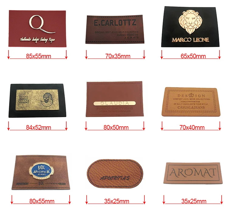 Promotion personalized logo stamp custom pu leather clothing labels for bags