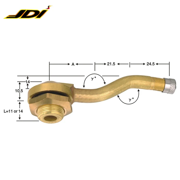 JDI-V3.14 series Double bend  brass tire valves tubeless valve for truck and bus