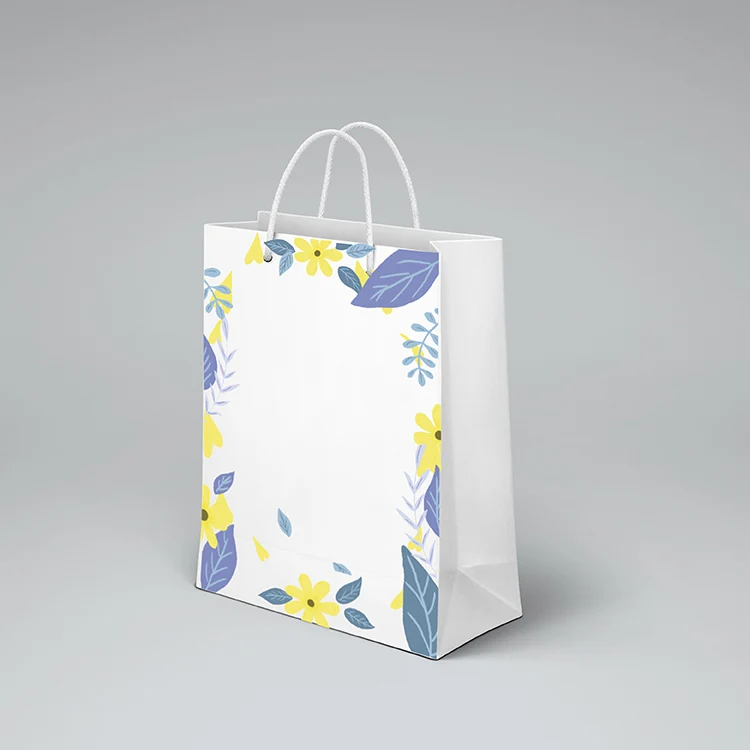 product-Slogan Customized Paper Bag Floral Gift Paper Bags Apparel Shopping Bag With Paper Handle-De