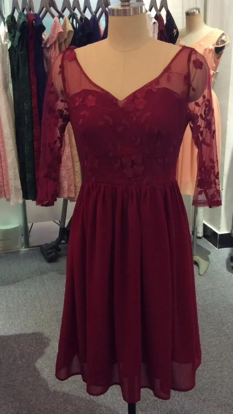 2019 Clothing Manufacturers Half Sleeve V-Neck Applique A-Line Prom Dress Wedding Robe