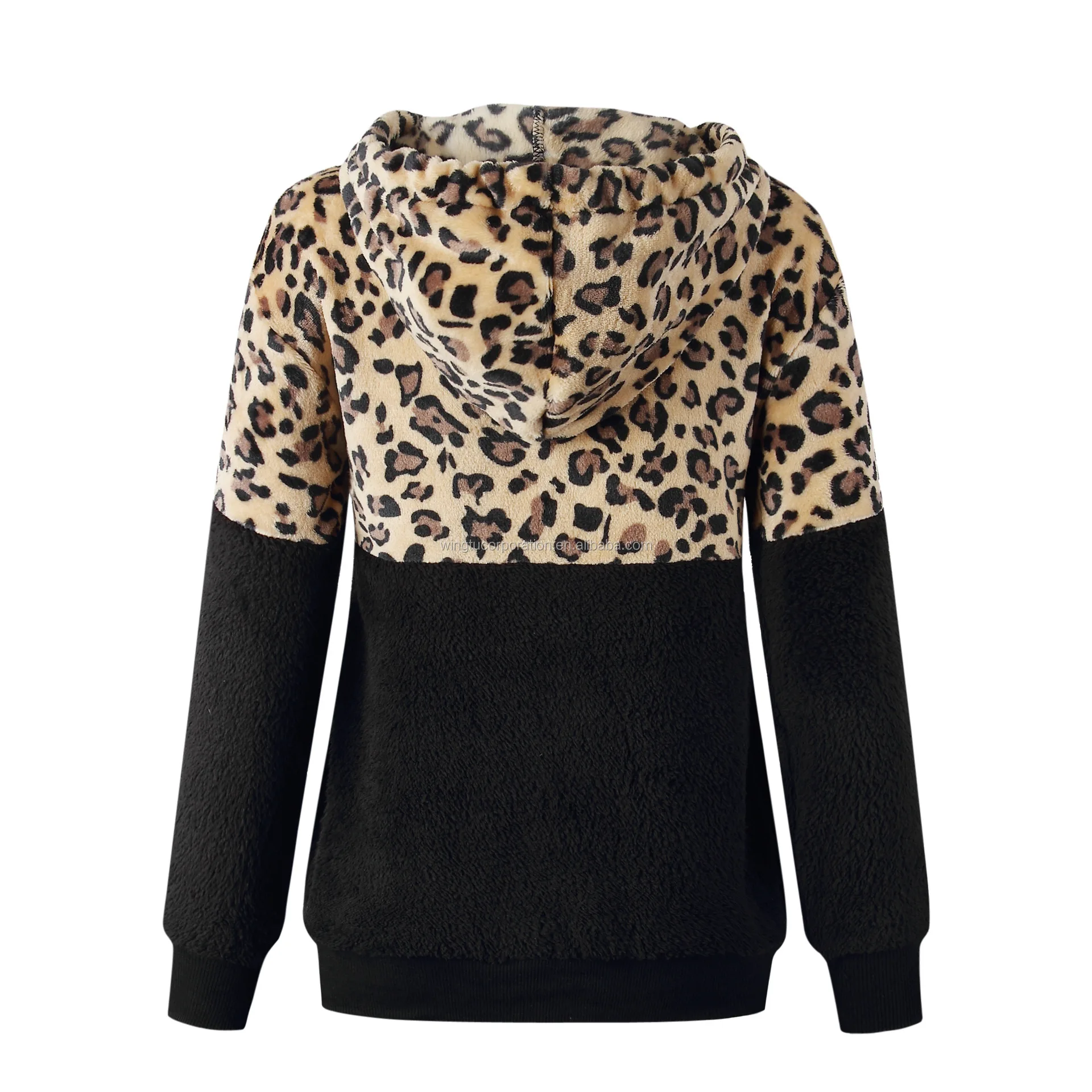 Winter And Winter European And American Womens Sexy Leopard Print Zipper Pocket Hoodie Buy 