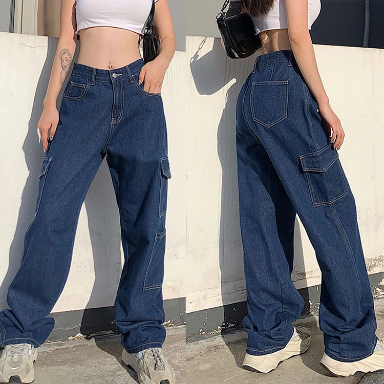 New Arrival Good Quality 2021 Fashion Casual Women Denim Pants Wide Leg Bottoms Ladies Trousers Jeans Pants