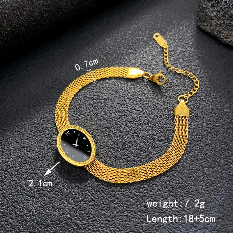 Stainless Steel Watch Shape Mesh Chain Bracelet Set - 5Pcs Minimalist Geometric Watch Charm Bracelets for Women Stacking Jewelry