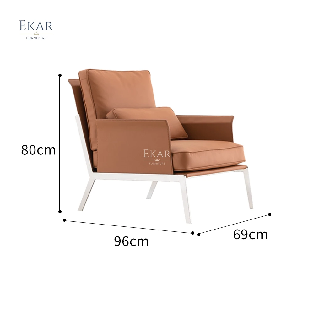 product italin simple design metal steel leg leather armchair lounge chair comfortable modern leisure chair-63