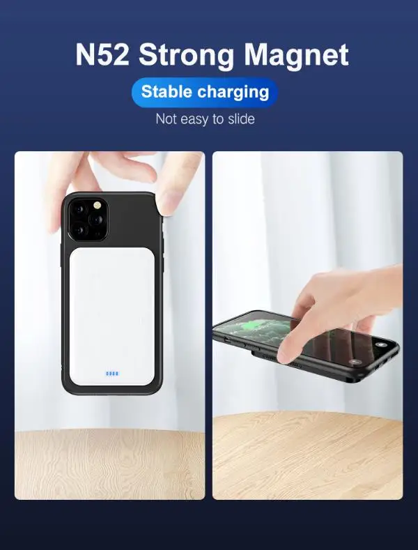 15W 20W 2 in 1 portable magnetic wireless charger power bank ultra-thin qi wireless charging powerbank for i Phone12 Samsung - ANKUX.COM
