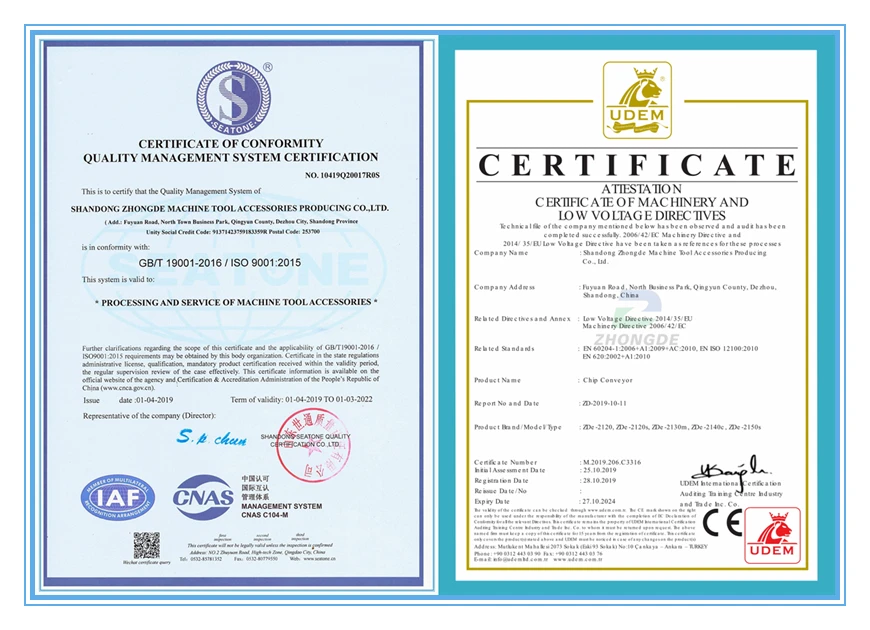 Screw Conveyors Certification
