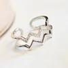 Diamond Lifeline Pulse Heartbeat Finger Ring For Women Anniversary Jewelry
