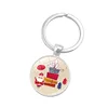 Christmas Gift Jewelry Glass Dome Red Santa Claus Gift Deer Cats Christmas Pendant Key Ring