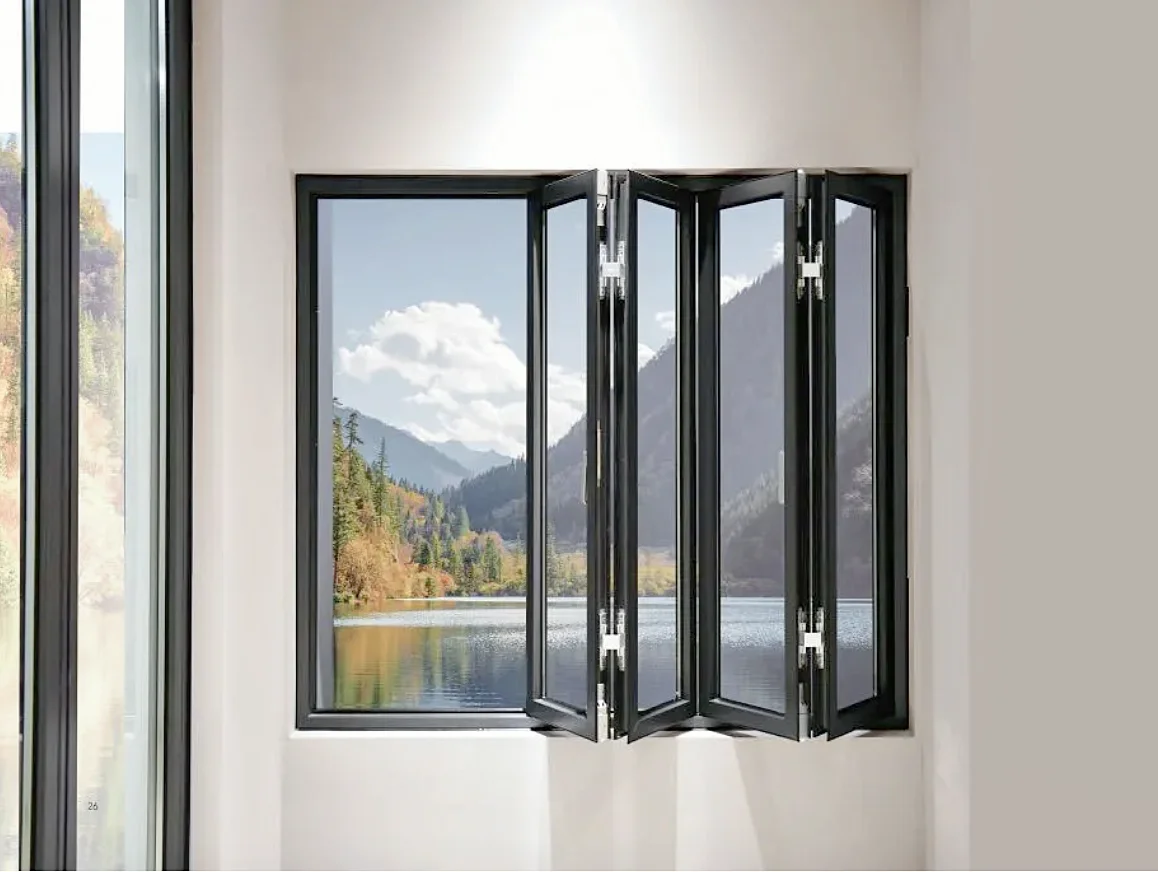 Soundproof Aluminium Glass Folding Doors , Sunscreen Interior Sliding Windows