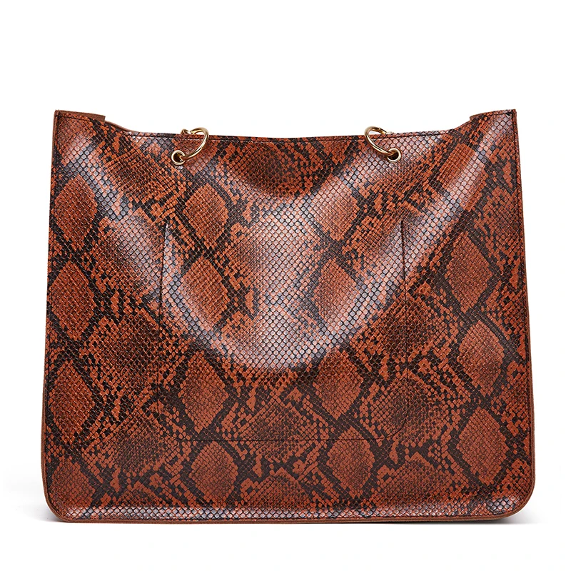 Bolso blanco grande efecto piel de serpiente con cremallera – it.closet