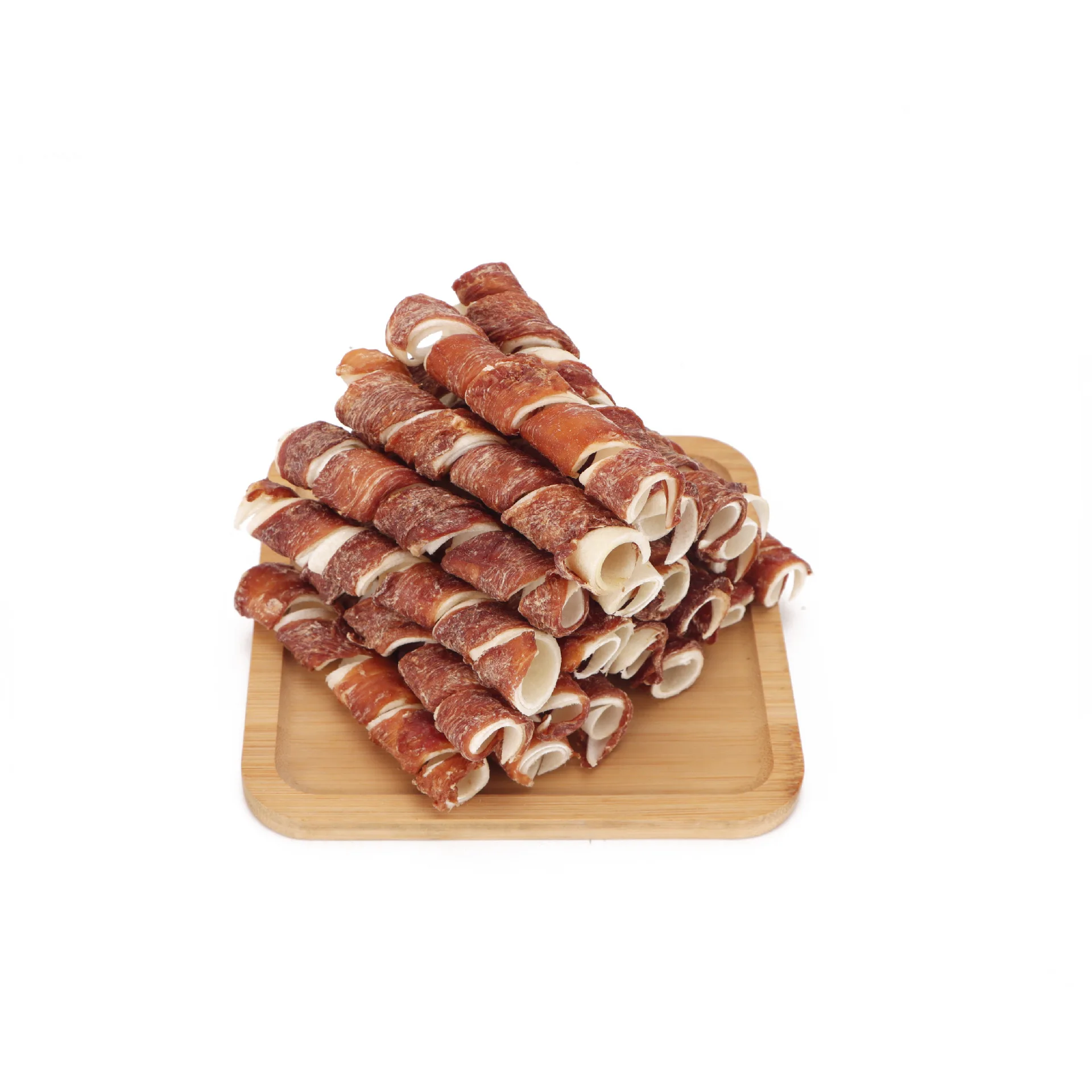 Duck Meat Wrapped Cowhide 100% Pure Handmade FDA Compliant Molars Spring Roll Straight Hair Pet Snacks factory