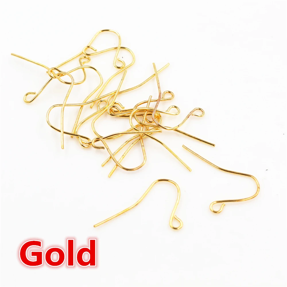 100pcs/lot 21x12mm Silver Plated Gold Color Earring Findings Ear Hook