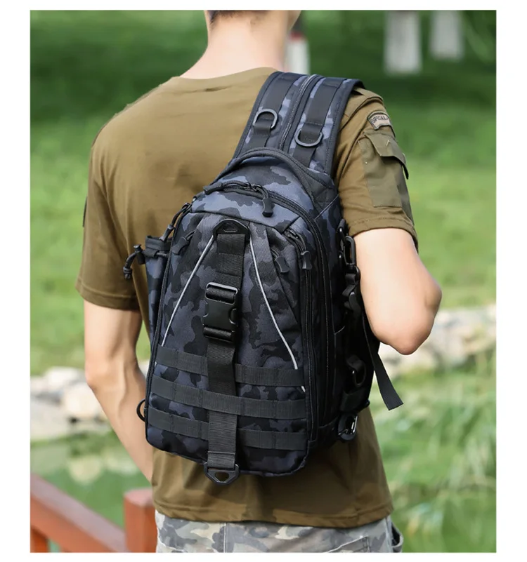 2020 new  single shoulder multifunctional tactical camouflage outdoor bag travel sports large capacity backpack chest bag men