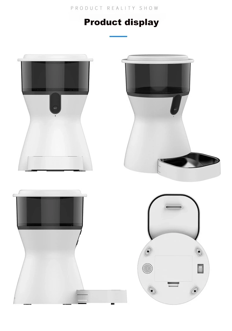 Smart Automatic Feeder Dogs Cats Food Rechargeable Video Monitor