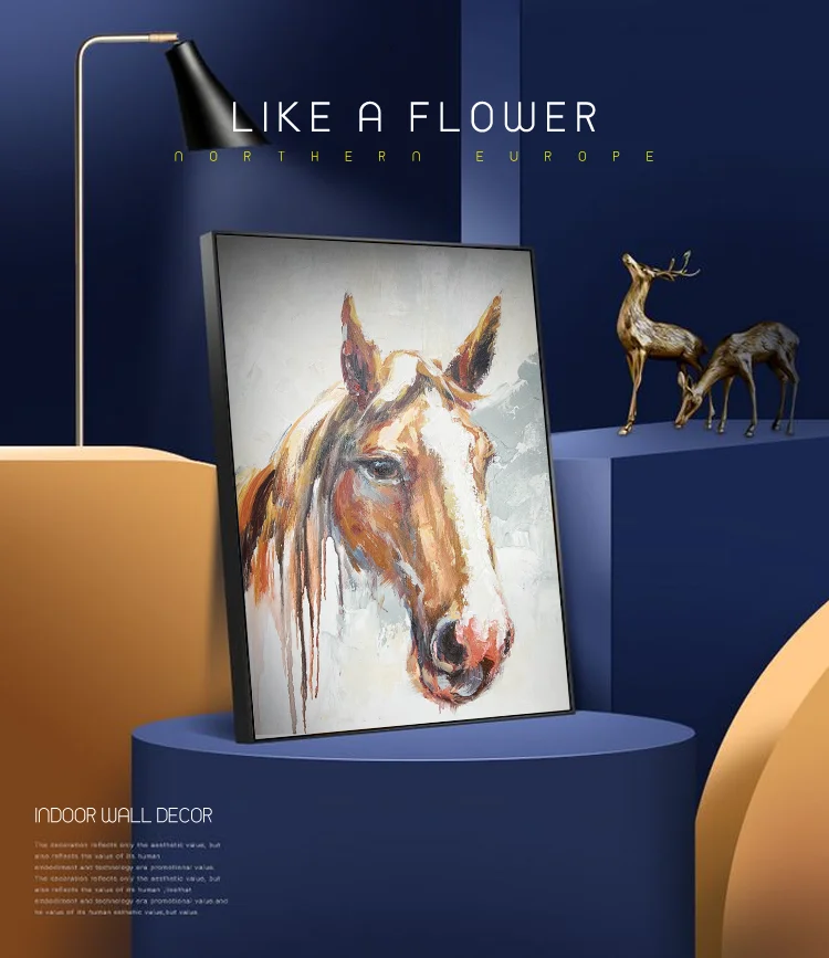 High Quality Handpainted Modern Realistic Abstract Study Decoration Oil Animal Painting Canvas Art Horse Painting