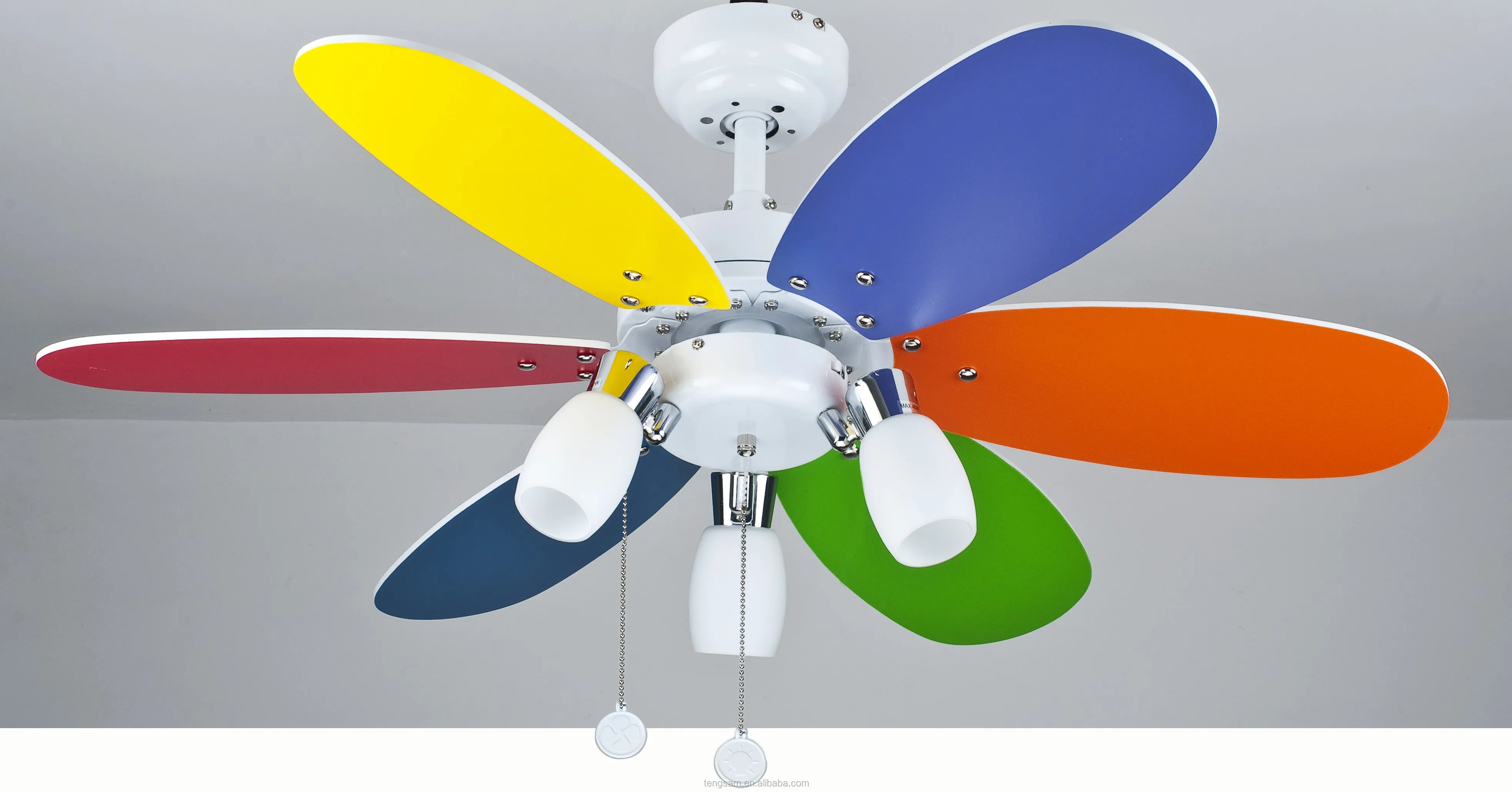 36 Inch Kid's Room Decoration Fancy 3 Lights White Ceiling Fan With 6