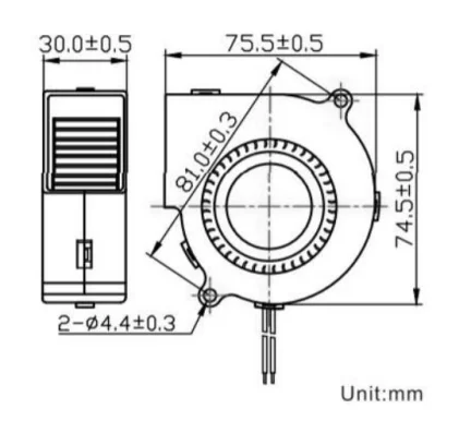 Centrifugal Blower, 75X75X30, 5V/12V/24V, 7530 - detail 12