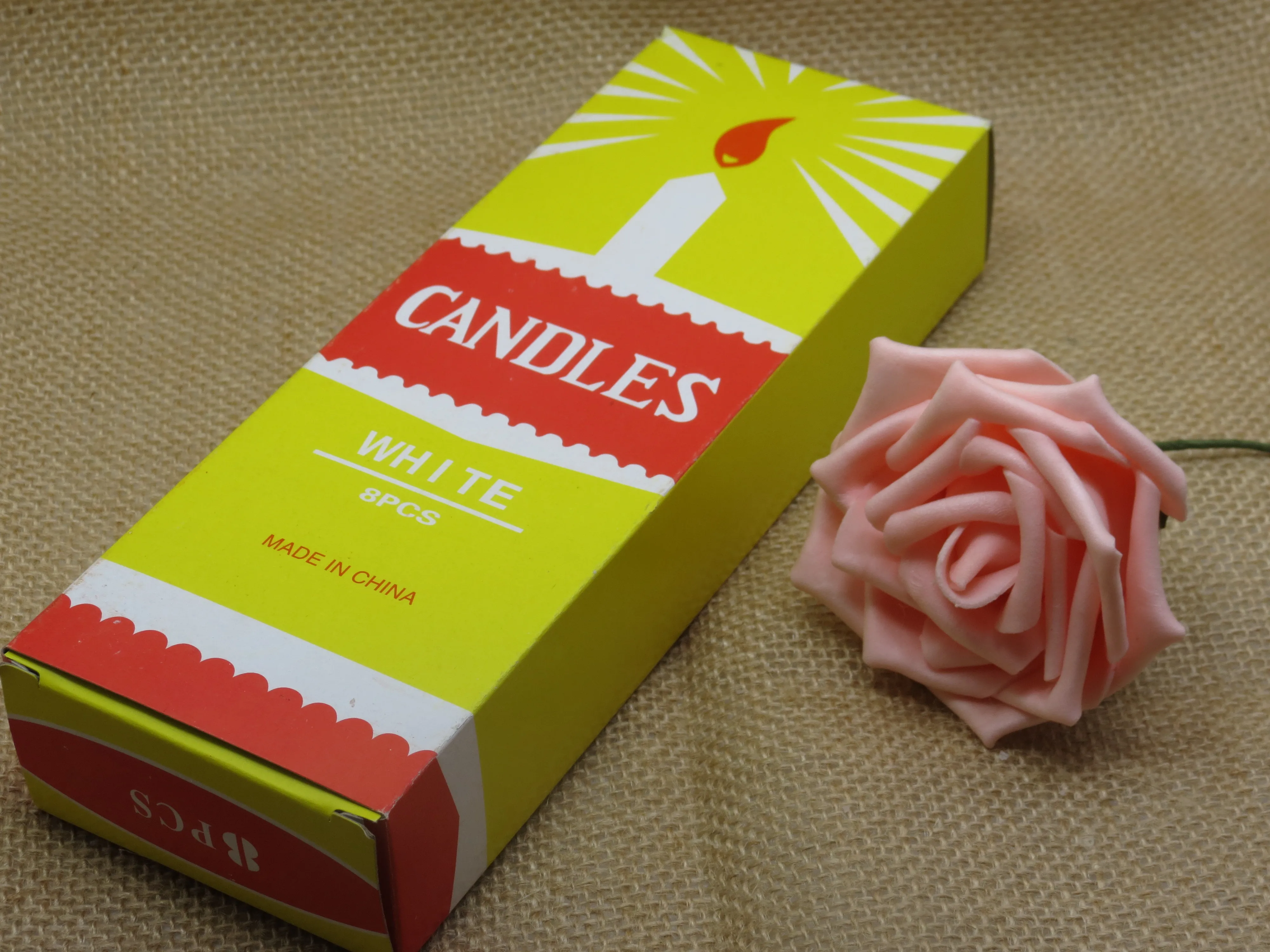 40g 42g 8pcs White Stick Candles In Yellow Box Candle Hotsale To