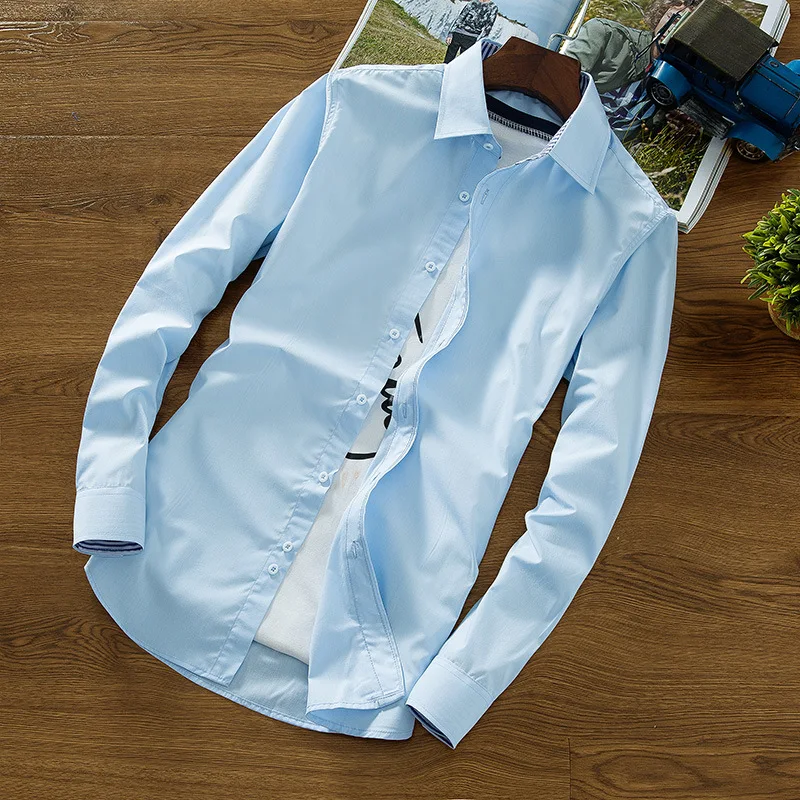 Chinese Manufacturer Custom Fashion Slim Fit Turn Down Collar Long Sleeve Casual Dress Shirt for Men