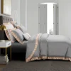 Pure cotton silver grey chrome luxury European show 4pcs bedding set