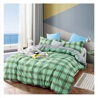 Elegant Home Multicolor Green Printed Plaid Patchwork Design Quilt Colorful 4 Piece Quilt Comforter Duvet Bedding Set