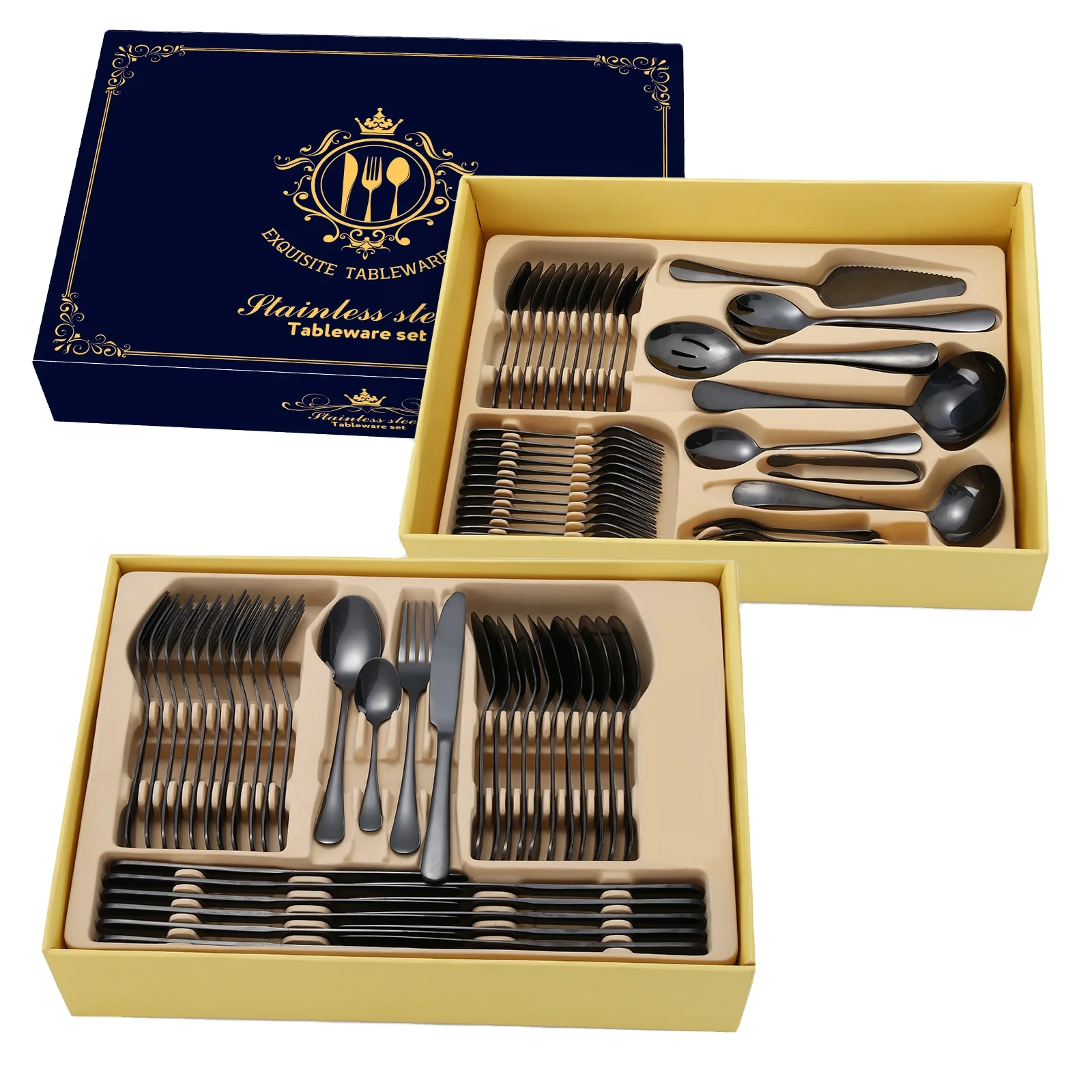 Luxury Flatware Set With Box Gold Or Silver Plated Stainless Steel