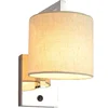 Hotselling stainless steel metal fabric shade hotel guest room bed side lamp wall mounted indoor light